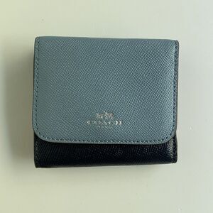 Coach Color Block Geometric Small Wallet Silver/Midnight Blue Multi/Red F57825